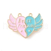 Alloy Pearl Pink and Sky Blue Enamel Split Pendants PALLOY-V006-03B-G-1