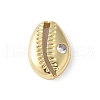 Brass Clear Cubic Zirconia Shell Shape Links Connector Charms KK-K399-17G-1
