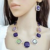 Square Zinc Alloy & Resin Link Chain Necklaces & Dangle Earrings Sets FS-WGC3850-01-1