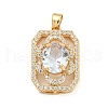 Brass Micro Pave Clear Cubic Zirconia Pendants KK-P263-25KCG-01-1