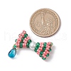 3Pcs 3 Colors Glass Seed Beaded Bowknot Pendants PALLOY-MZ00553-3