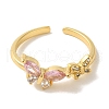 Rack Plating Brass Micro Pave Cubic Zirconia Cuff Ring RJEW-P104-10G-2
