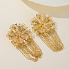 Brass Flower with Chain Charm Dangle Stud Earrings BB5682-4