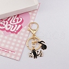 Zinc Alloy Enamel Cat with Piano & Musical Note Pendant Keychain PW-WG11132-02-1