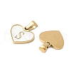 304 Stainless Steel Pave Natural White Shell Heart with Initial Slice Pendants STAS-R168-25G-S-2