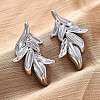 Leaf Brass Stud Earrings EJEW-R025-20P-2