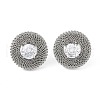304 Stainless Steel Pave Cubic Zirconia Twisted Chain Disc Stud Earrings for Women EJEW-G390-06P-01-2