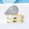 Brass Micro Pave Clear Cubic Zirconia Cuff Rings for Women RJEW-G347-15GP-2