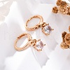 Square Brass Micro Pave Clear Cubic Zirconia Dangle Earrings EJEW-K300-35G-1
