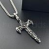 Fashionable Stainless Steel Gothic Skull Cross Pendant Necklaces for Men KE0152-1