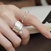 2Pcs 925 Sterling Silver with Natural Freshwater Pearl Round Bead Adjustable Cuff Rings FS-WGC280C-03-2