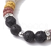 Disc 7-Color Natural Lava Rock & 8mm Round Shell Pearl Beaded Stretch Bracelets BJEW-JB10329-02-4