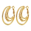 European and American Fashion Multi-layer Circle Bead Stainless Steel Hoop Earrings PW-WGDA1BE-01-1
