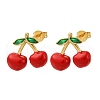 Brass Enamel Stud Earrings EJEW-D322-06G-03-4