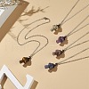 5Pcs 5 Style Natural Mixed Gemstone Mushroom with Witch Hat Pendant Necklaces Set NJEW-JN04198-2