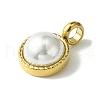 Ion Plating(IP) 304 Stainless Steel Pave Shell Pearl Half Round Charms FIND-Z028-36G-2