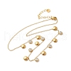 304 Stainless Steel Clear Cubic Zirconia Flat Round & Shell Shaped Bib Necklaces for Women NJEW-U031-08G-02-2