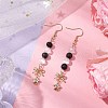 Round Natural Lava Rock & Selenite Dangle Earring EJEW-JE05888-2