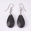 Natural Lava Rock Dangle Earrings EJEW-P150-A010-2