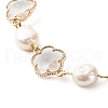 Plum Blossom Flower Glass Link Bracelet for Girl Women BJEW-TA00017-04-4