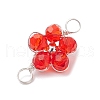 9Pcs Copper Wire Wrapped Glass & Brass Beads Connector Pendants PALLOY-JF03646-5