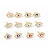 Enamel Horse Eye Stud Earrings with Clear Cubic Zirconia KK-E033-03G-1