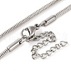 Non-Tarnish 304 Stainless Steel Round Snake Chain Necklaces for Women NJEW-G140-06D-P-3