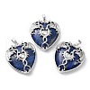 Natural Lapis Lazuli Heart Pendant Rhinestone Settings G-K339-01P-02-1