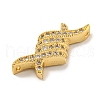 Brass Micro Pave Clear Cubic Zirconia Connector Charms KK-G493-03G-01-2