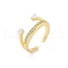 Brass Micro Pave Cubic Zirconia ABS Imitation Pearl Cuff Rings RJEW-D307-02G-C-4