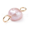 Natural Cultured Freshwater Pearl Connector Charms PALLOY-JF01394-01-4