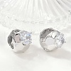 Brass Clear Cubic Zirconia Hoop Earrings EJEW-Q016-08P-4