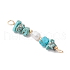 Dyed Natural Howlite Chip & Natural Cultured Freshwater Pearl Rice Beaded Connector Charms PALLOY-JF03707-07-3