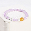 Natural Chalcedony Round Beads Stretch Bracelets WG1718F-12-1