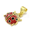 Rack Plating Brass Micro Pave Clear Cubic Zirconia with Enamel Pendant X-KK-B091-37G-01-2