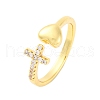 Brass Micro Pave Clear Cubic Zirconia Cuff Rings for Women RJEW-U047-15G-4