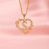 Brass Crystal Rhinestone Hollow Rose Heart with Letter Pendant Necklaces for Women WGC1928-19-1