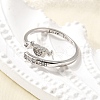 Heart 925 Sterling Silver Cubic Zirconia Cuff Rings for Women RJEW-S631-03P-2