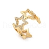 Brass Micro Pave Clear Cubic Zirconia Cuff Rings for Women RJEW-D307-01G-A-2