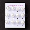 6 Pair Shell Pearl Round Ball Stud Earrings EJEW-A067-18B-P-3