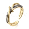 Brass Micro Pave Cubic Zirconia Open Cuff Rings RJEW-D313-09PG-4