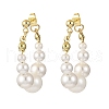 2 Pairs 2 Colors Shell Pearl Beaded Dangle Stud Earrings EJEW-JE06362-4