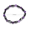 Round Natural Amethyst Stretch Bracelets BJEW-G072-10-2