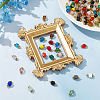 Glass Rectangle Charms with Golden Tone Brass Loops PALLOY-HY00011-4