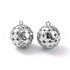 Round Brass Micro Pave Clear Cubic Zirconia Pendants KK-G436-06P-1