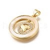 Brass Micro Pave Cubic Zirconia Shell Pendants KK-D328-20G-2