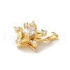 Brass Micro Pave Clear Cubic Zirconia Pendants ZIRC-D276-01G-I-2