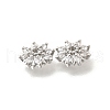 Flower Brass Clear Cubic Zirconia Bead Caps KK-V008-08B-P-2