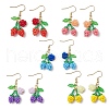 Flower with Cherry 304 Stainless Steel Glass Seed Beads Dangle Earrings EJEW-MZ00419-2