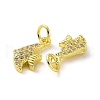 Brass Micro Pave Clear Cubic Zirconia Charms KK-E068-VF061-3